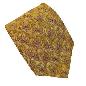 Robert Talbott Studio Mens Tie Necktie Gold Abstract Design Silk 56" L 4" W